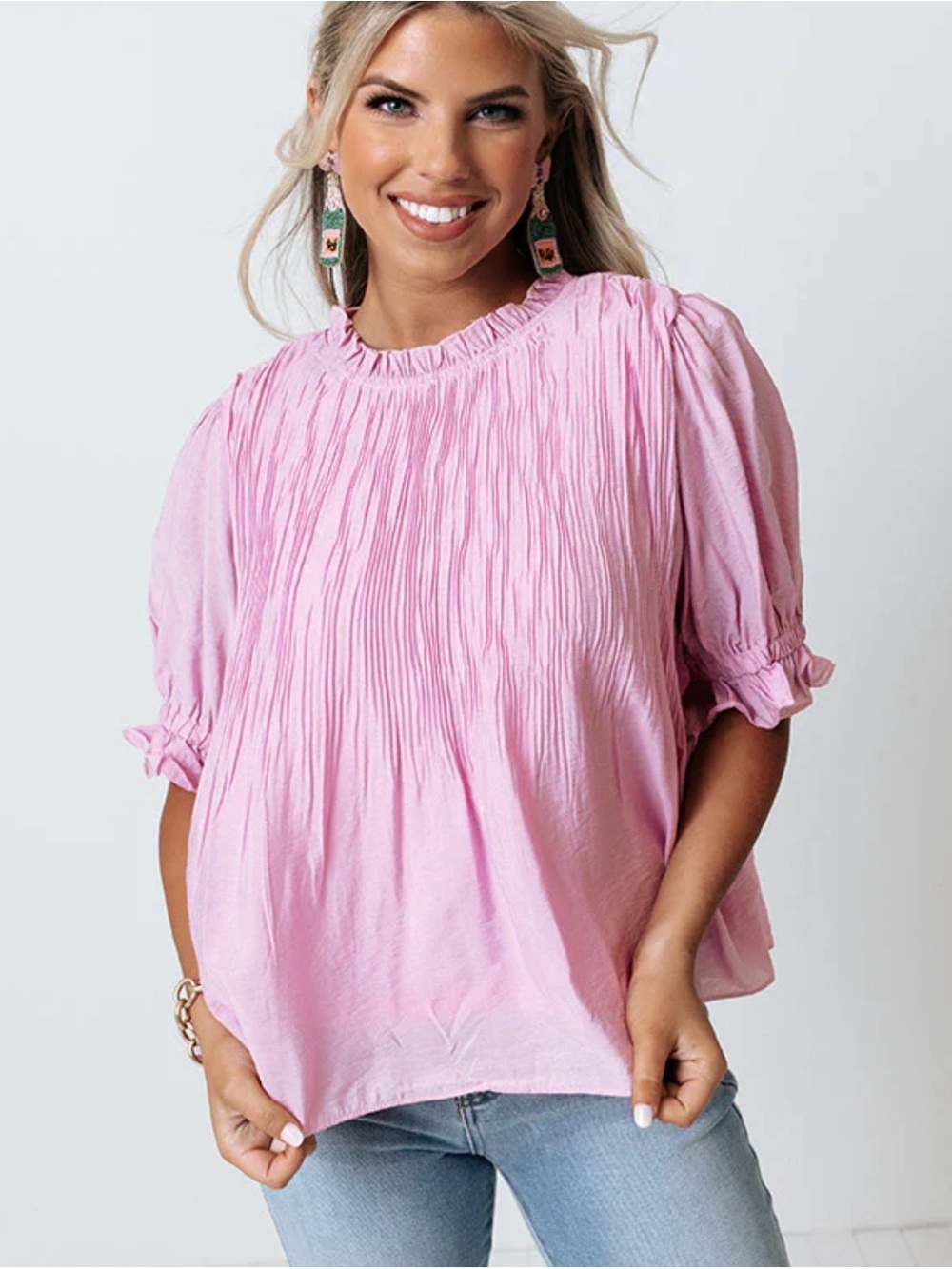 IMPRESSIONS SOUTHERN CHIC TOP IN PINK• Size Large - Picture 10 of 14